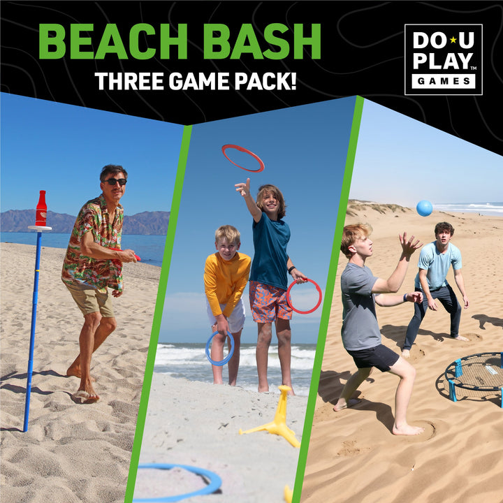 Beach Bash Bundle contains Trigo, Bash-Net Roundnet, Disc Duel