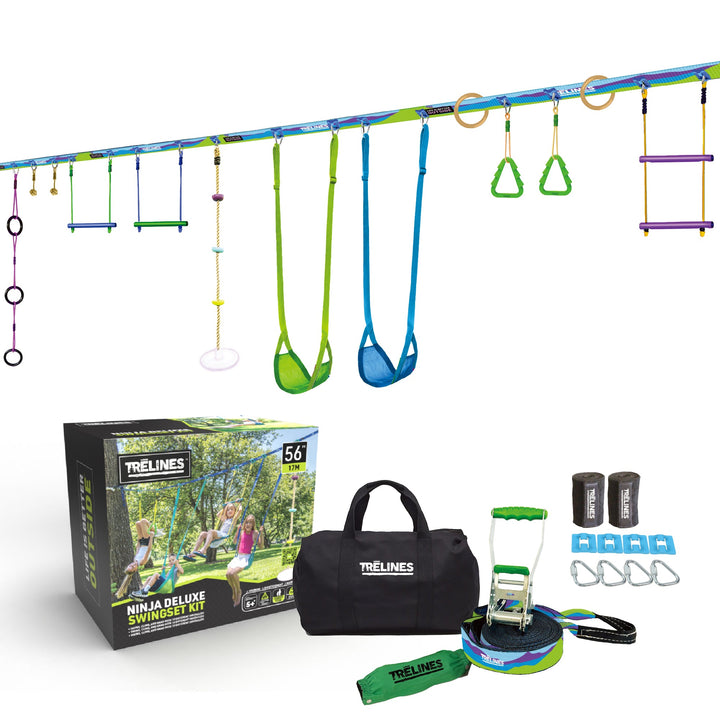 Combo Ninja Swingset 56 ft. - Swing Adventure Line and Ninja Adventure Line 2 in 1