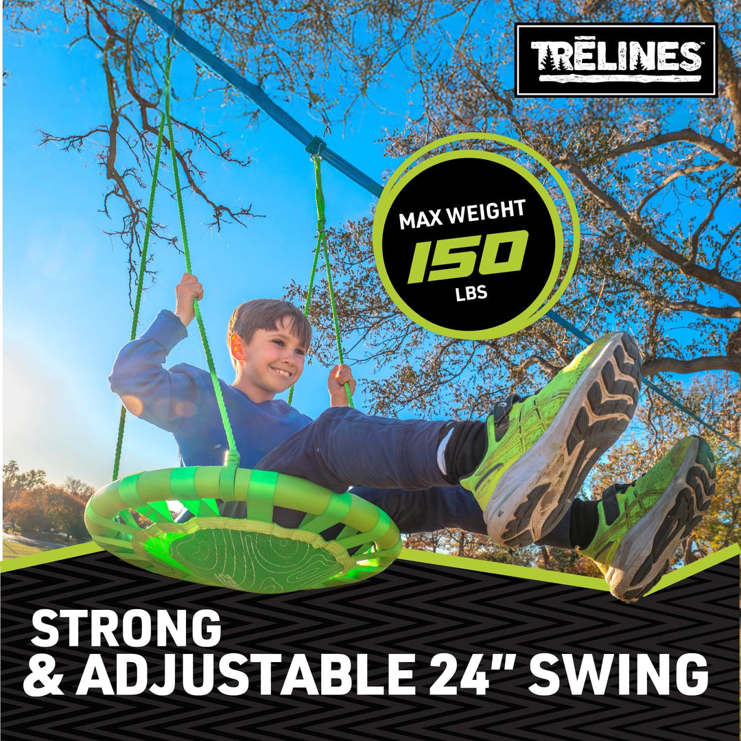Backyard Swing Set - Features adjustable swings and double trapeze bar