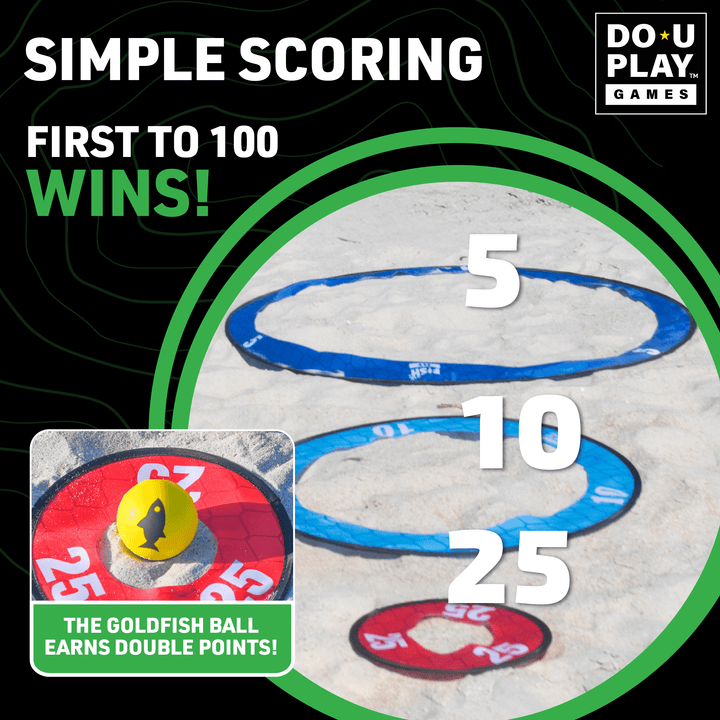 Close-up of Fish Fly game ramps and net targets for scoring points