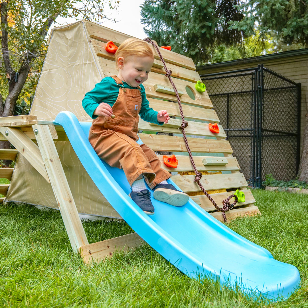 Exhilarating slide in the Little Cabin playhouse