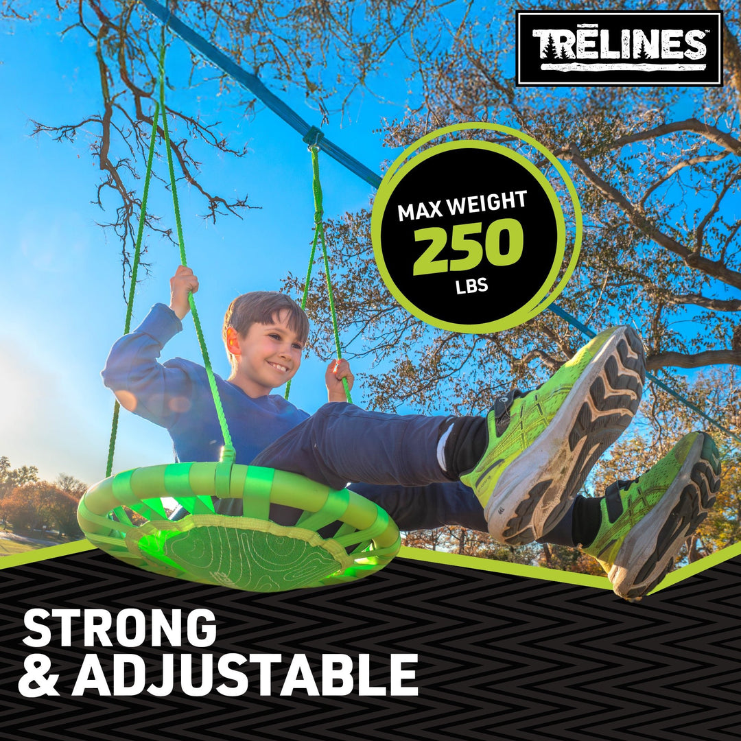 Treswing Explorer adjustable rope tree swing with safety foam wrapped frame